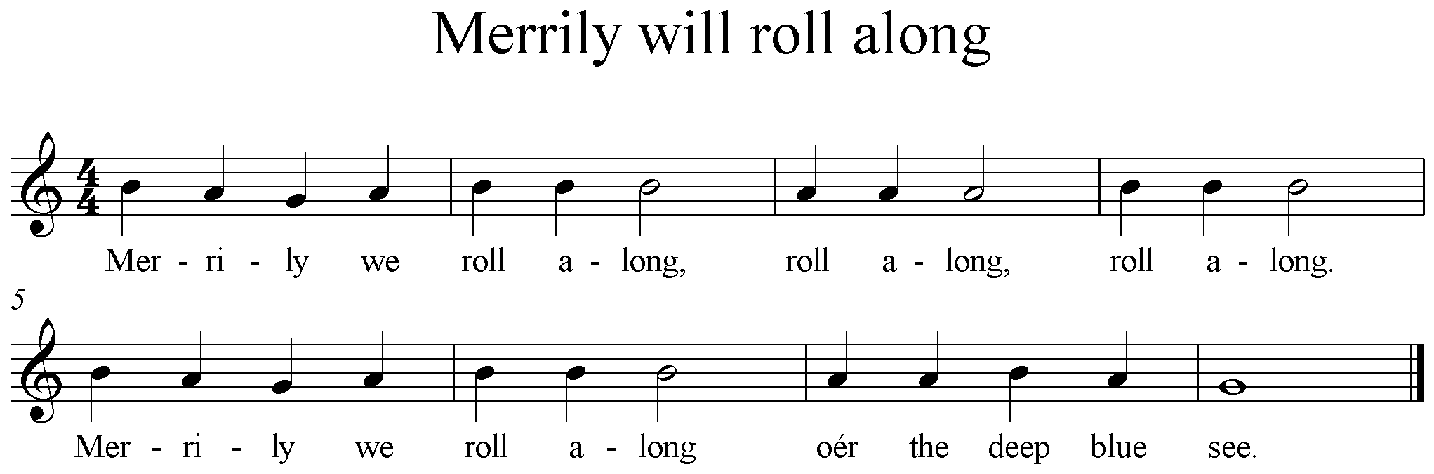 noten merrily we roll along